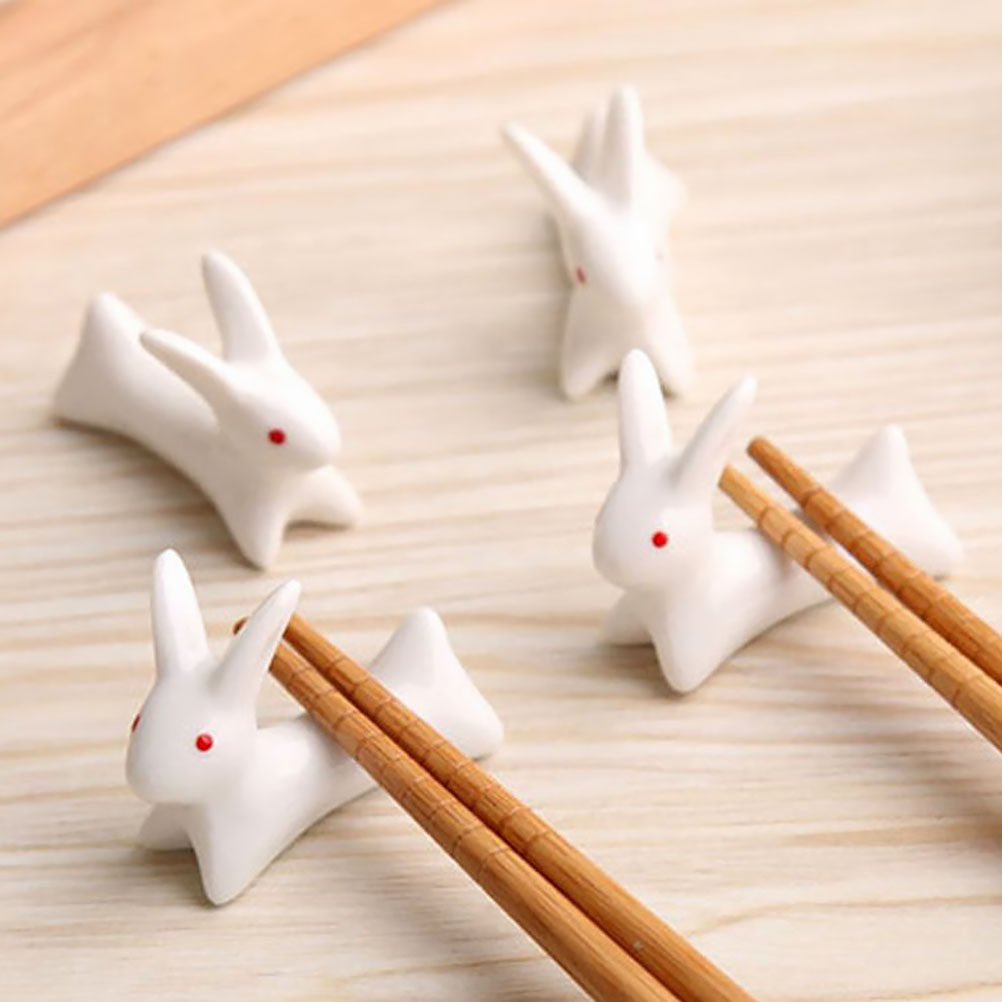 Chopstick Rest Ceramic - 10 adet karikatür tavşan seramik çubuklar